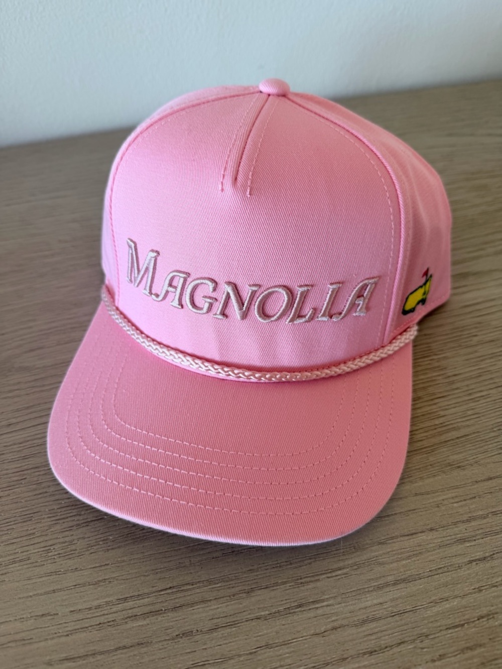 2026 Masters Magnolia Pink Rope-Trim Trucker Cap with Yellow Accent-Youth